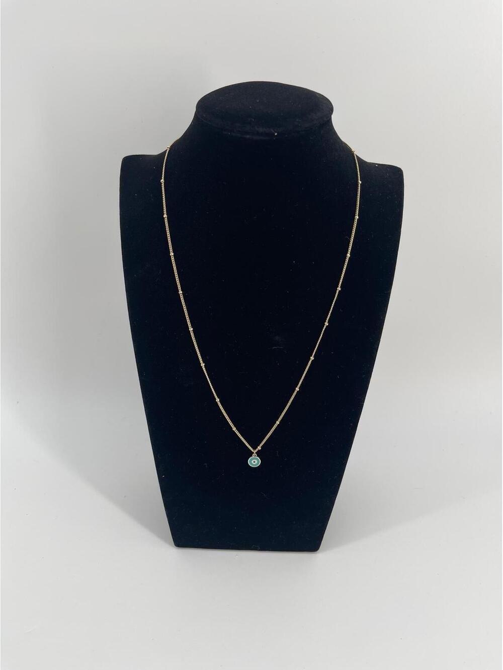 Vintage Gold Tone Evil Eye Necklace Women Dainty Chain Blue Charm Retro